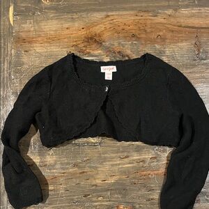 Cat & Jack Black Knit Cropped Cardigan